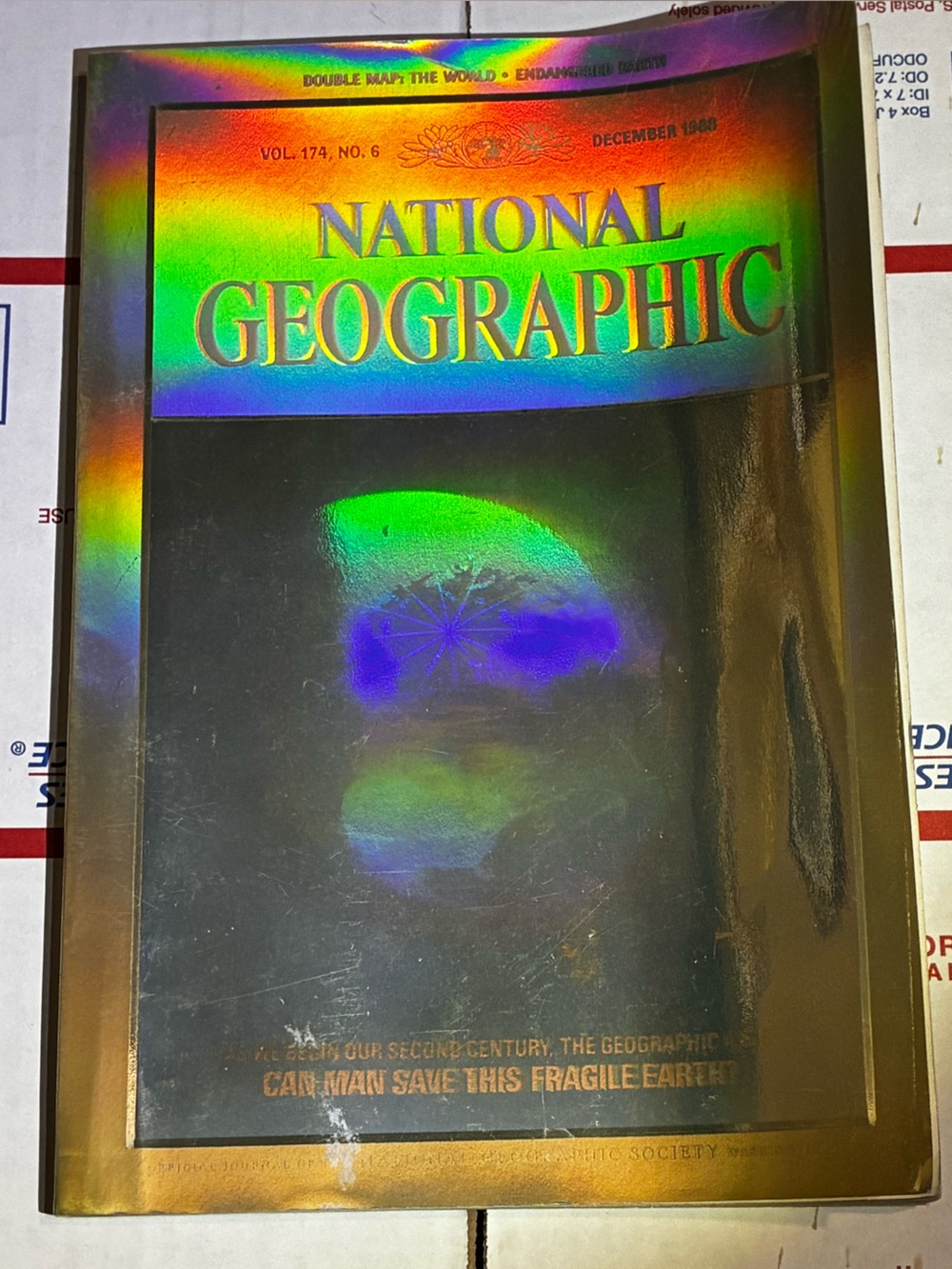 National Geographic Iridescent Rainbow Cover Endangered Earth Dec. 1988